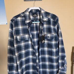 Navy and Cream Plaid Shirt